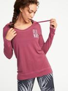 Old Navy Womens Relaxed Logo-graphic Lightweight Pullover Hoodie For Women Winter Plum Size M