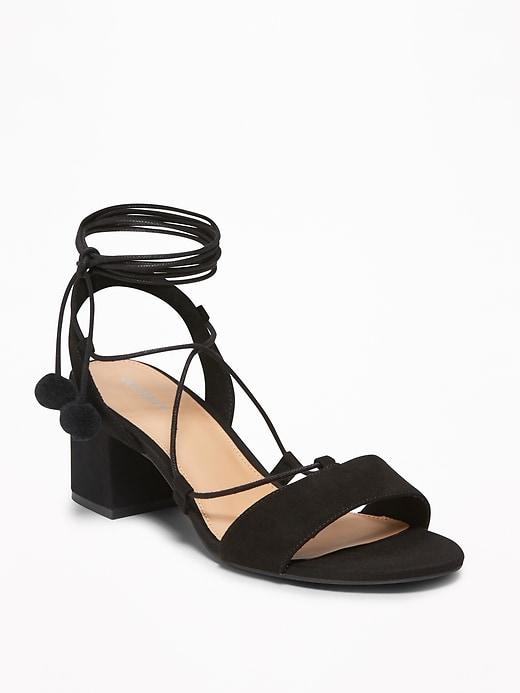 Old Navy Womens Sueded Low Block-heel Sandals For Women Blackjack Size 9