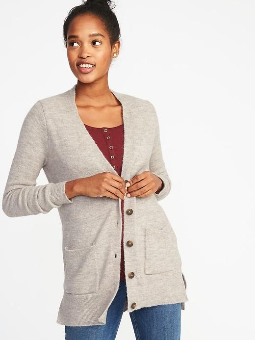 Old Navy Womens Brushed Sweater-knit Boyfriend Cardi For Women Oatmeal Heather Size Xs