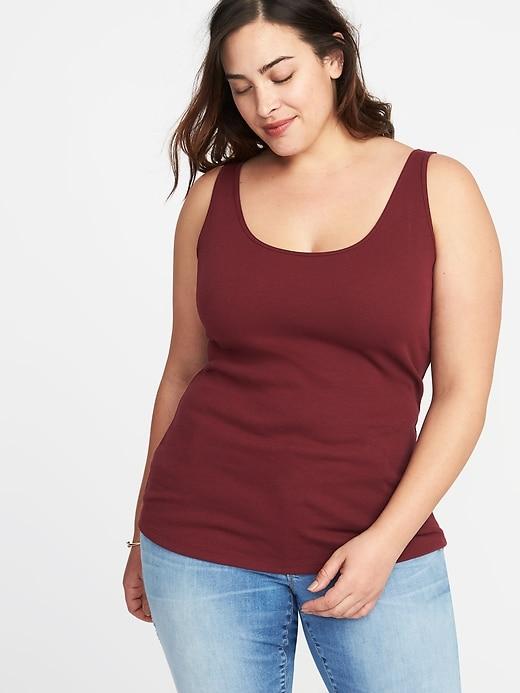 Old Navy Womens First-layer Fitted Plus-size Rib-knit Tank Maroon Jive Size 1x