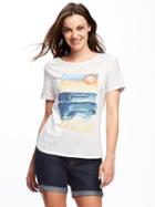 Old Navy Relaxed Graphic Crew Neck Tee For Women - Bright White