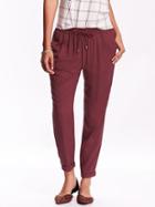 Old Navy Womens Mid Rise Pleated Soft Pants Size L Tall - Marion Berry