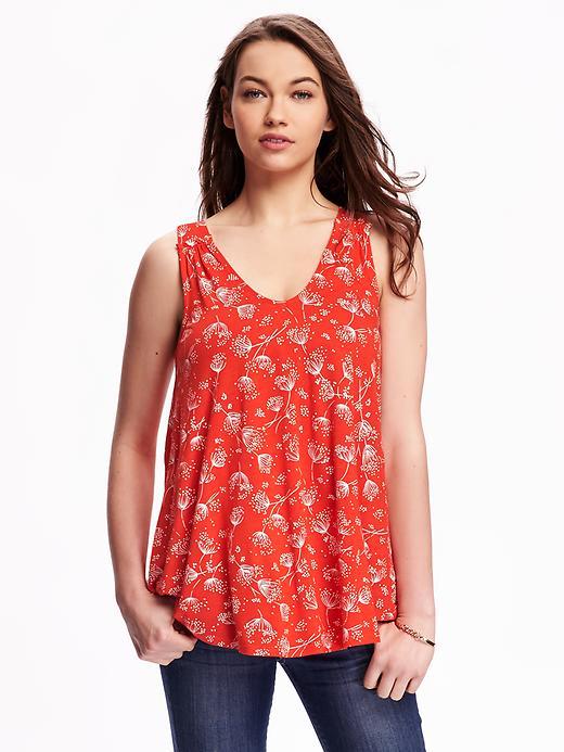Old Navy Swing Vneck Top For Women - Red Print