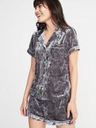 Old Navy Womens Velvet Button-front Sleep Top For Women Graphite Heather Size Xxl