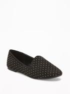 Old Navy Sueded Smoking Flats For Women - Black