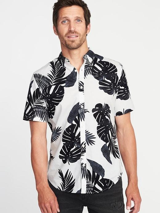 Old Navy Mens Slim-fit Built-in Flex Classic Shirt For Men Palms Size S