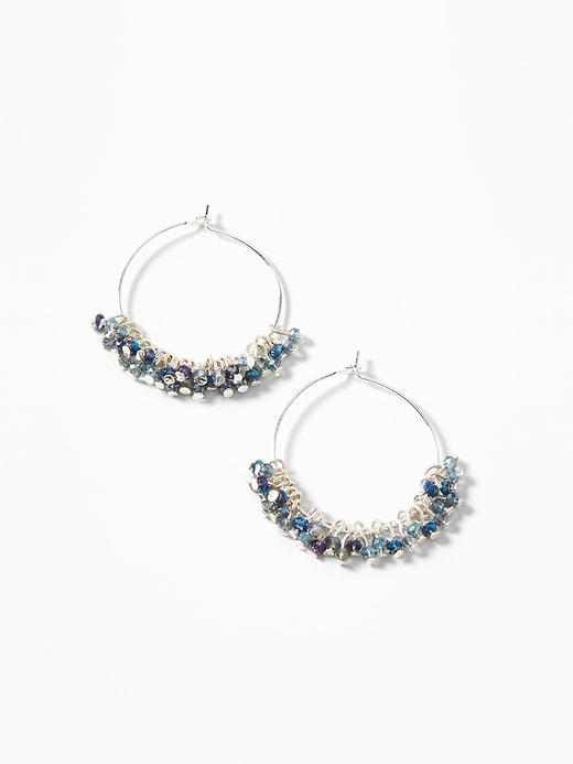 Old Navy  Beaded-cluster Hoop Earrings For Women Indigo Size One Size