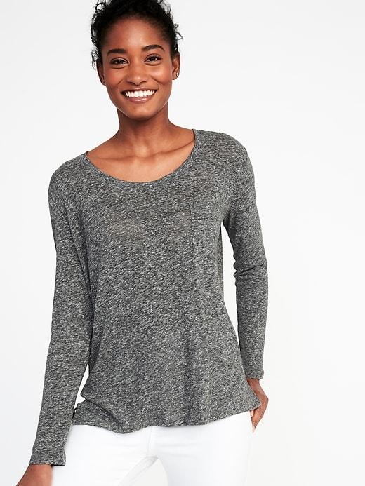 Old Navy Womens Linen-blend Boyfriend Tee For Women Dark Charcoal Gray Size Xs
