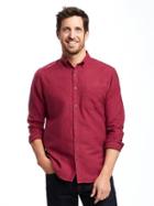 Old Navy Slim Fit Linen Blend Shirt For Men - Gosh Garnet