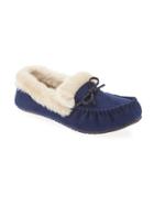 Old Navy Suedes Sherpa Trim Moccasin Slippers Size 10 - Navy