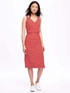 Old Navy Side Slit Jersey Midi Dress For Women - Red Stripes