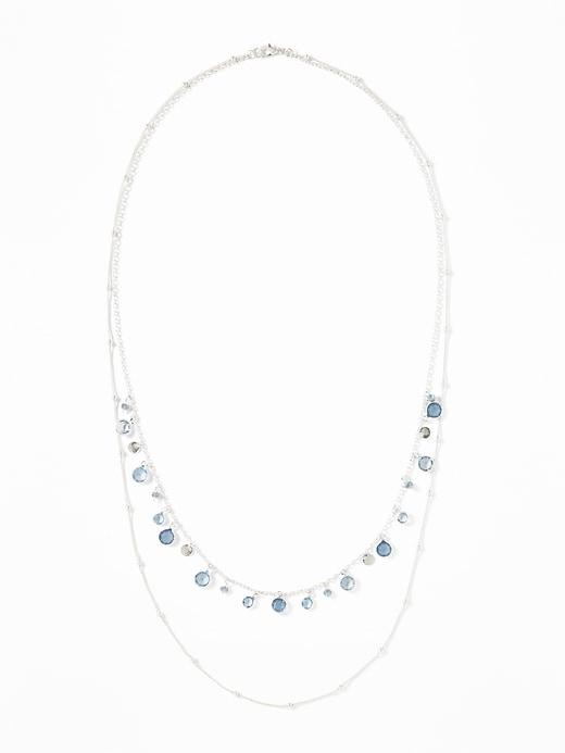 Old Navy Womens Long Layered Bead Chain Necklace For Women Blue Multi Size One Size