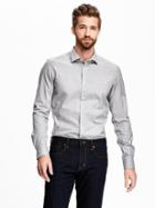 Old Navy Regular Fit Non Iron Signature Stretch Shirt For Men - Heather Grey