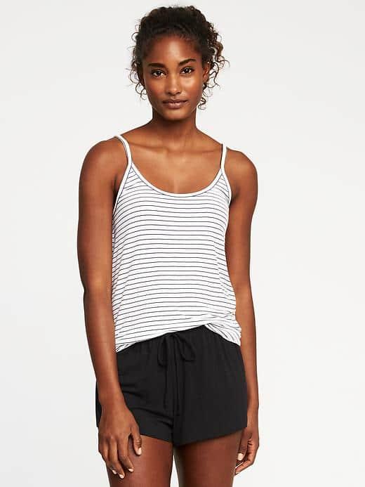 Old Navy Jersey Knit Curved Hem Sleep Cami For Women - White Stripe