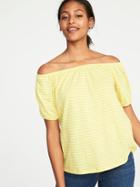 Old Navy Womens Relaxed Bubble-sleeve Top For Women Lime Stripe Size Xs