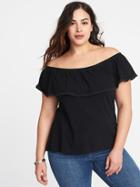 Old Navy Womens Plus-size Off-the-shoulder Ruffled Top Black Size 3x