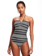 Old Navy Lace Up Bandeau Swimsuit For Women - Black/white Stripe