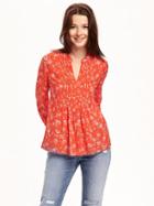 Old Navy Pintuck Swing Top For Women - Red Floral