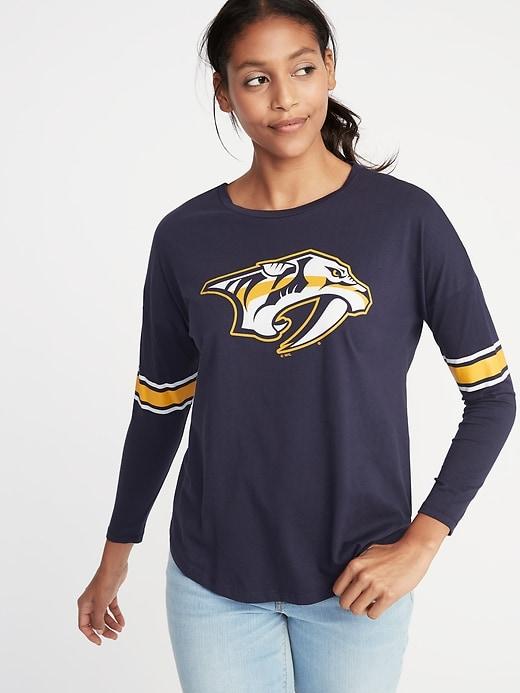Old Navy Womens Nhl Team Sleeve-stripe Tee For Women Nashville Predators Size M