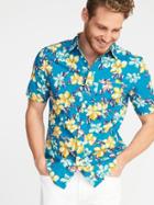 Old Navy Mens Slim-fit Built-in Flex Getaway Shirt For Men Azurite Size S