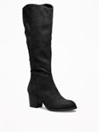 Old Navy Tall Sueded Boots For Women - Black