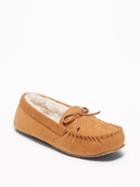 Old Navy Womens Faux-suede Sherpa-lined Moccasin Slippers For Women Toffee Size 7
