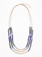 Old Navy Womens Beaded Multi-strand Statement Necklace For Women Indigo Size One Size