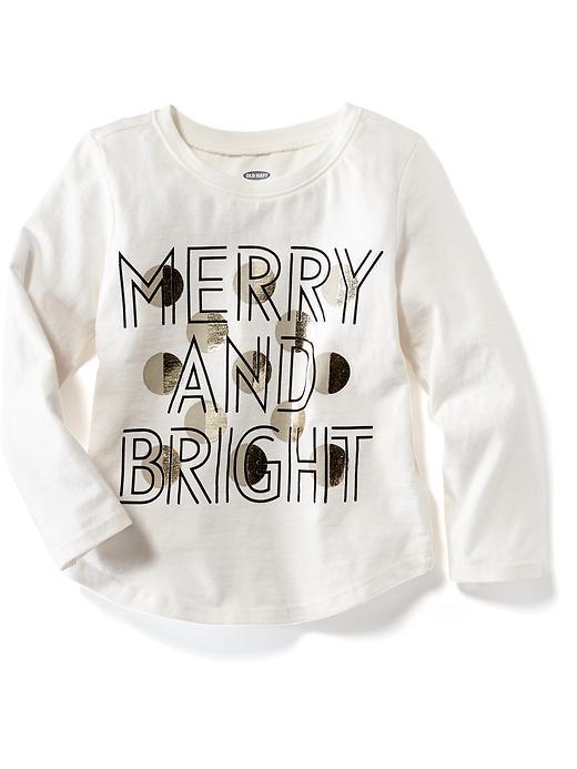 Old Navy Long Sleeve Graphic Tee Size 12-18 M - Be Merry