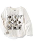Old Navy Long Sleeve Graphic Tee Size 12-18 M - Be Merry