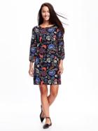 Old Navy Printed Shift Dress For Women - Black Floral