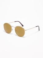 Old Navy Womens Retro Round Wire-frame Sunglasses For Women Gold Size One Size