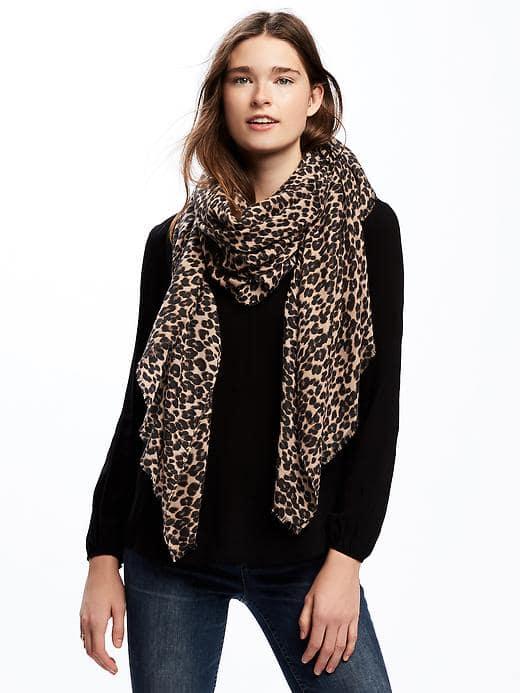 Old Navy Printed Herringbone Linear Scarf For Women - Leopard