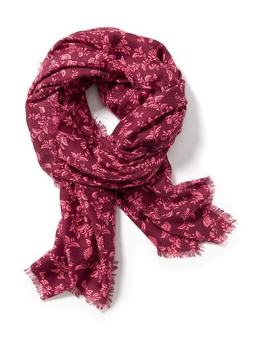 Old Navy Printed Raw Edge Scarf For Women - Burgundy Floral
