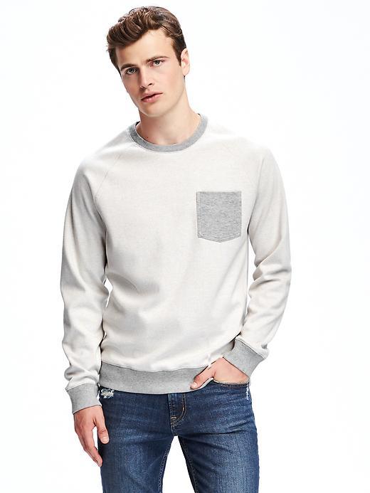 Old Navy Waffle Knit Crew Neck Sweatshirt For Men - Cream