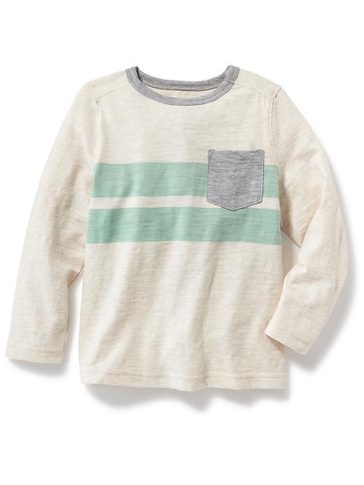 Old Navy Long Sleeve Two Bar Pocket Tee - B0285 Oatmeal Hthr