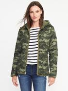 Old Navy Quilted Camo Hooded Jacket For Women - Camouflage Pattern