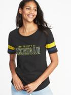 Old Navy Womens College-team Graphic Sleeve-stripe Tee For Women University Of Michigan Size Xxl