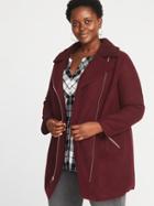 Old Navy Womens Plus-size Sherpa-collar Long-line Moto Jacket Reddy Or Not Size 3x