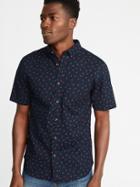 Old Navy Mens Slim-fit Printed Built-in Flex Everyday Shirt For Men Flamingo A Go-go Size S