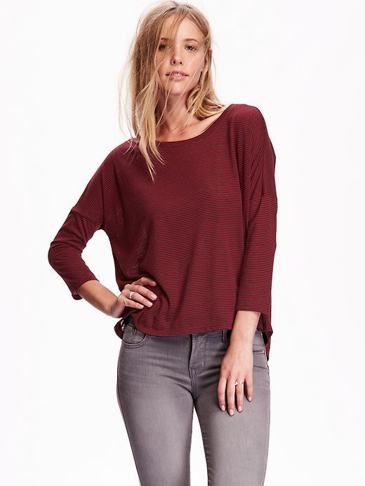 Old Navy Oversized Jersey Top Size S Petite - Burgundy Stripe