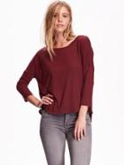 Old Navy Oversized Jersey Top Size S Petite - Burgundy Stripe