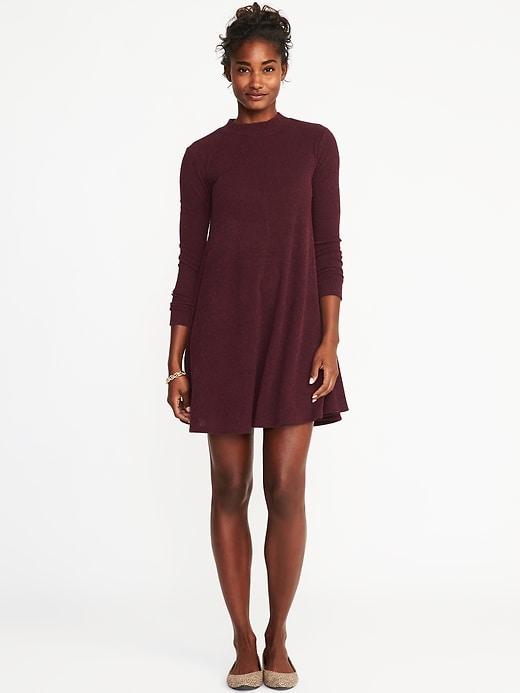 Old Navy Womens Mock-neck Sweater Swing Dress For Women Gosh Garnet Size L