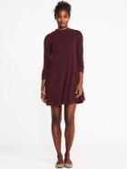 Old Navy Womens Mock-neck Sweater Swing Dress For Women Gosh Garnet Size L