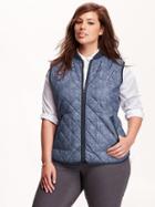 Old Navy Womens Plus Quilted Zip Vest Size 3x Plus - Chambray Print
