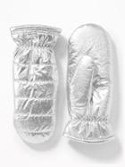 Old Navy Womens Quilted Water-resistant Mittens For Women Silver Metallic Size S/m