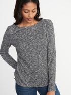 Old Navy Womens Plush-knit Bracelet-sleeve Top For Women Gray Size Xl