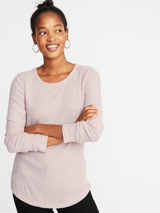 Old Navy Womens Slim-fit Luxe Rib-knit Top For Women Plum Tonic Size Xl