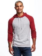 Old Navy Color Blocked Raglan Sleeve Hoodie For Men - Light Gray Heather