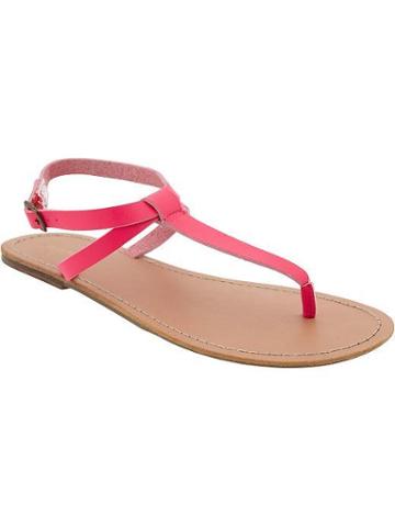 Old Navy Old Navy Womens Faux Leather T Strap Sandals - Pinks On Fire