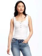 Old Navy First Layer Fitted Henley Tank For Women - Bright White